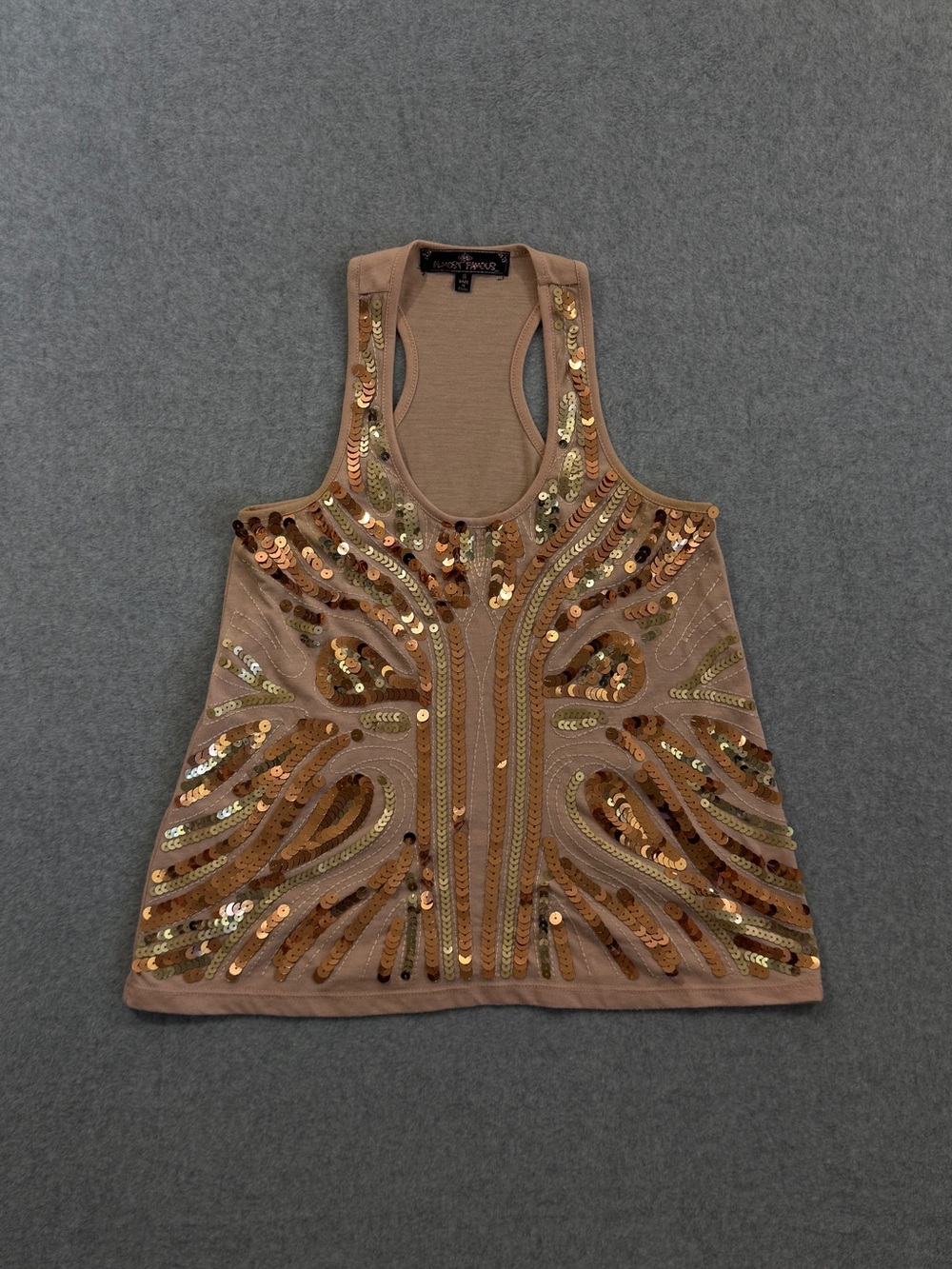 Y2K Almost Famous Round Neck Sequin Tank Top Size Small
